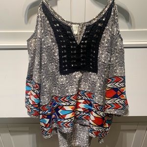 Black and white off the shoulder blouse